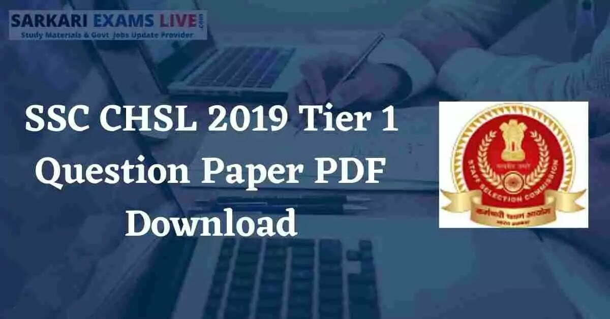 Ssc Chsl 2019 Tier 1 Question Paper Pdf In Hindi And English With Official Answer Key Download 1024
