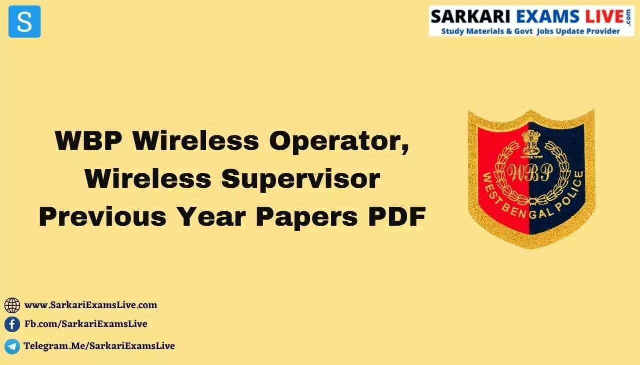 WB Police Wireless Operator Previous Year Question Paper PDF