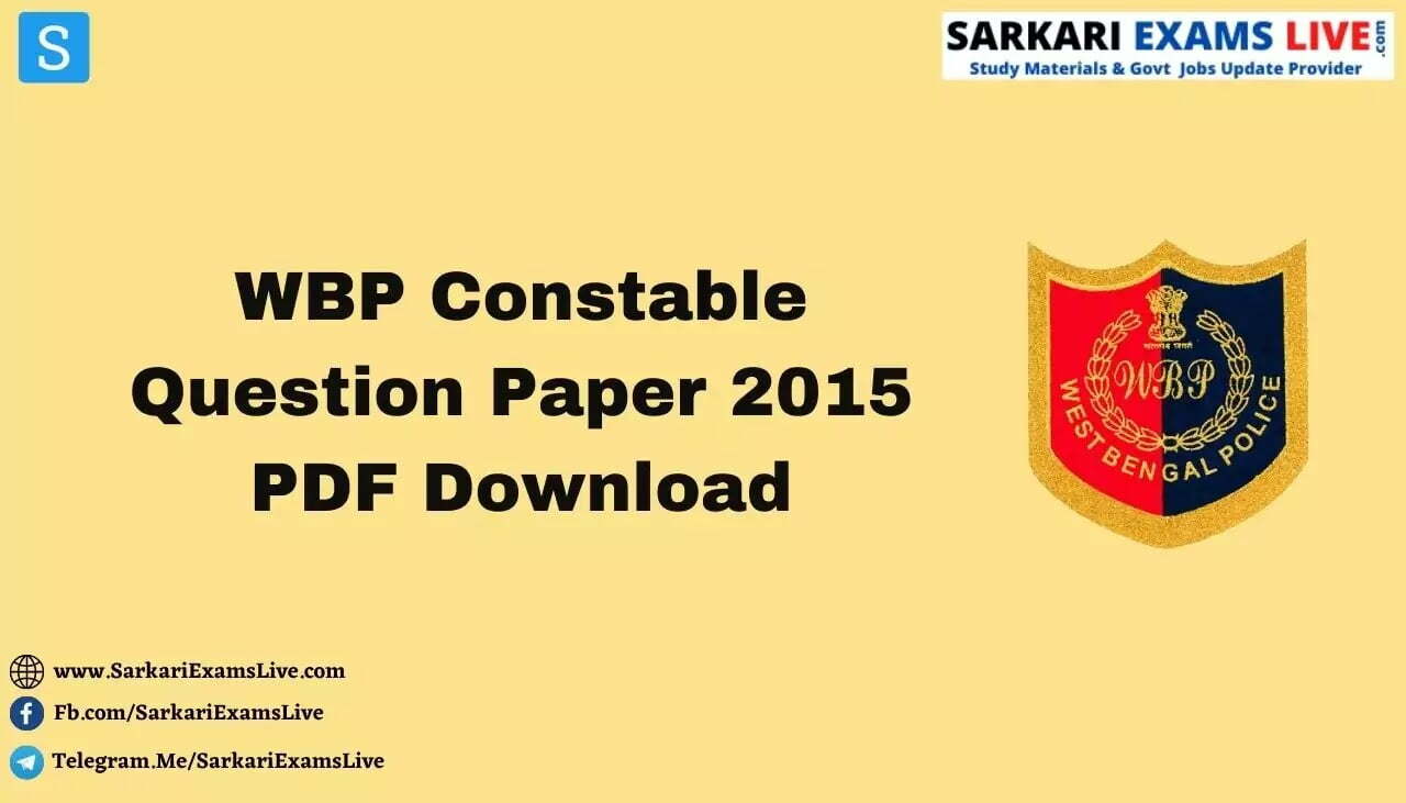 WBP Constable Question Paper 2015 in Bengali PDF Download