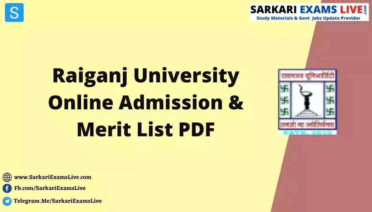 Raiganj University Merit List 2023