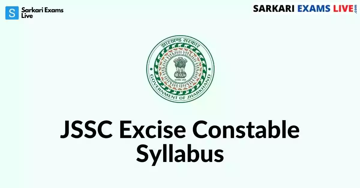JSSC Excise Constable Syllabus in Hindi