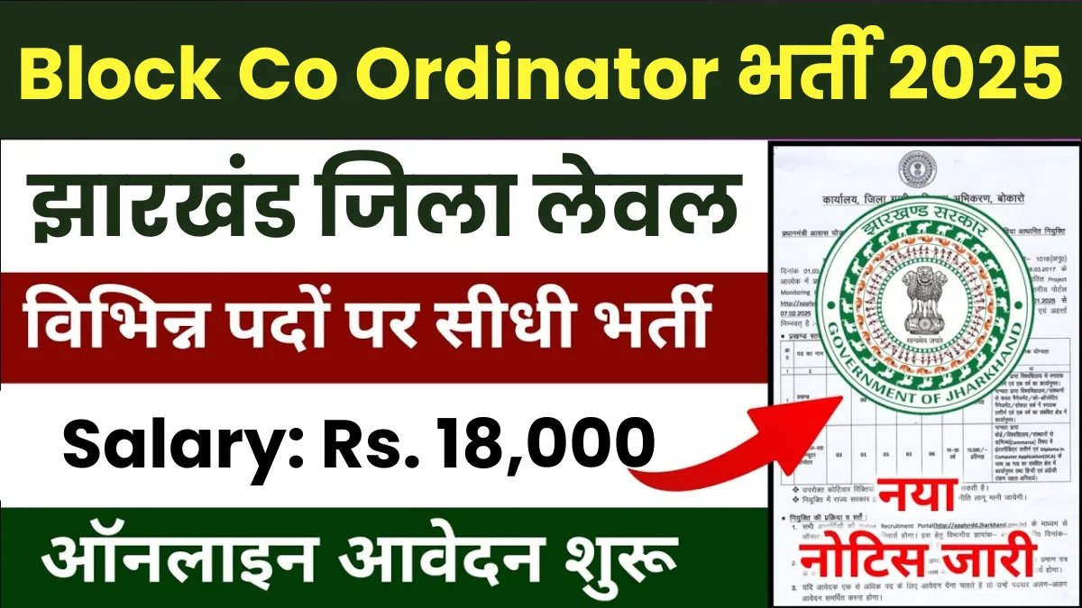 Jharkhand Block Coordinator Vacancy 2025 Apply Now