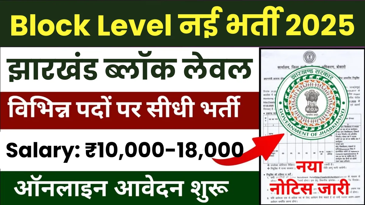 Jharkhand Block Level Vacancy 2025 Apply Now